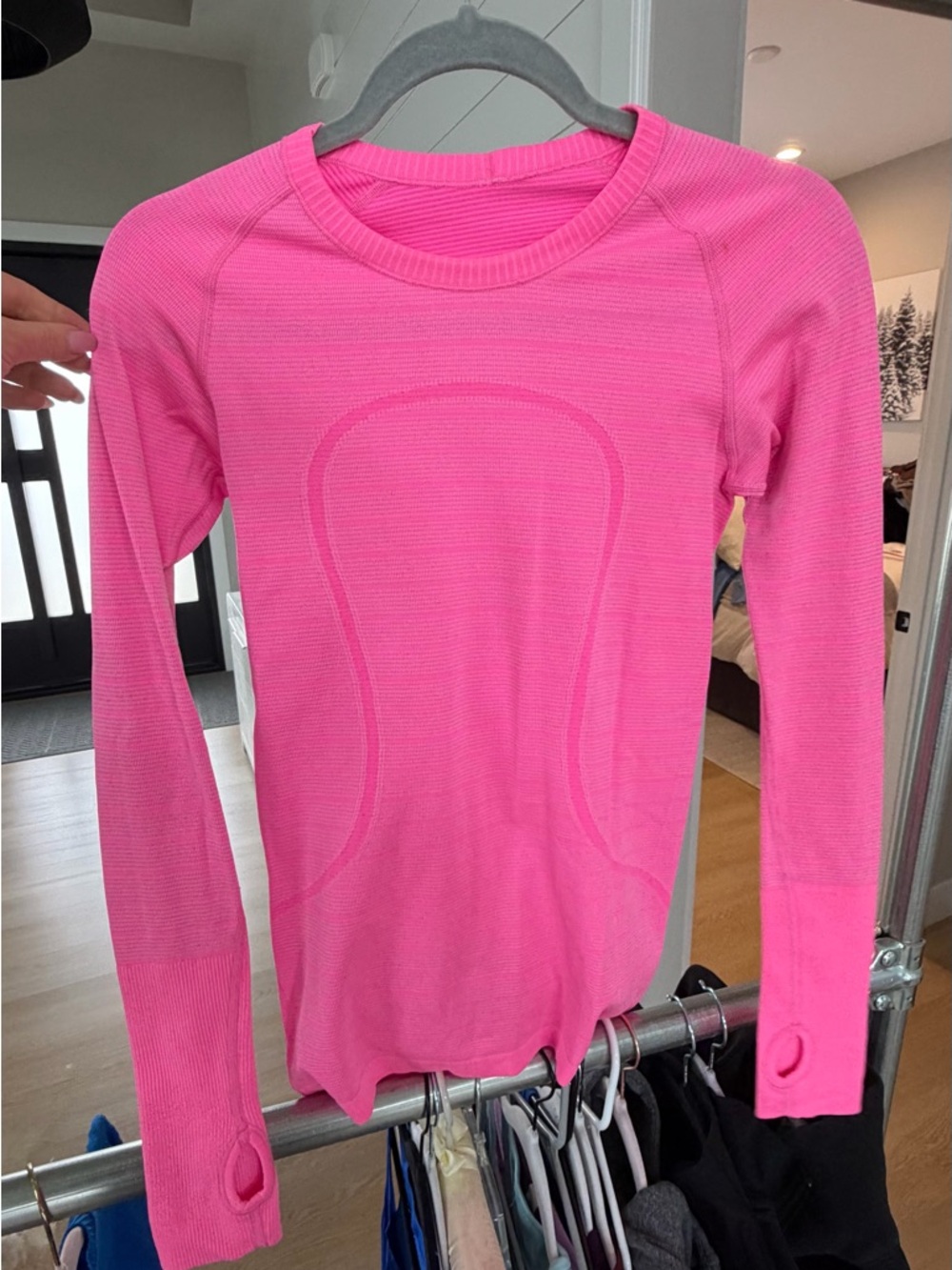 Lululemon hot pink Women's Seamless Long-Sleeve Crewneck Top - Hot Pink